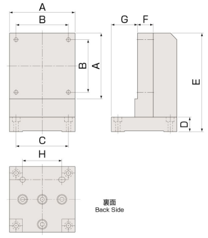 自動ステージ用ブラケットの図面